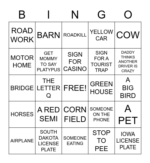 SOUTH DAKOTA Bingo Card