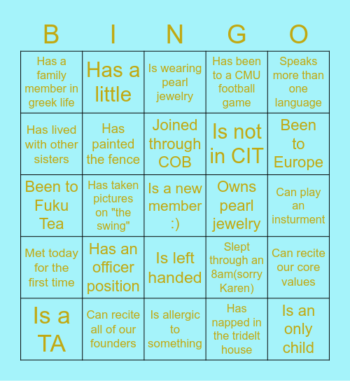 WELCOME TO TRIDELT!!!! Bingo Card