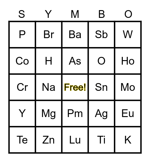 Symbo Card Bingo Card