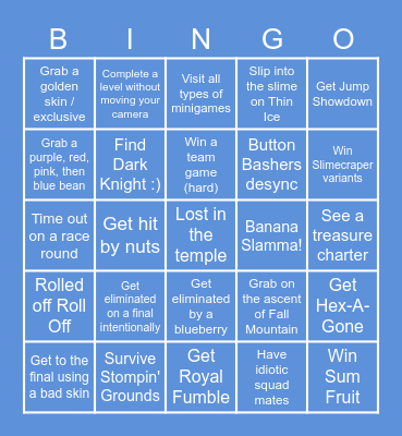 Fall Guys Bingo Card