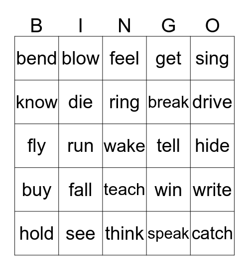 Corban's Bingo Group 1 Verbs Bingo Card