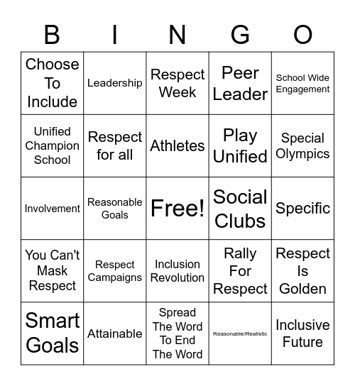 Special Olympics - What's Awesome Bingo Card