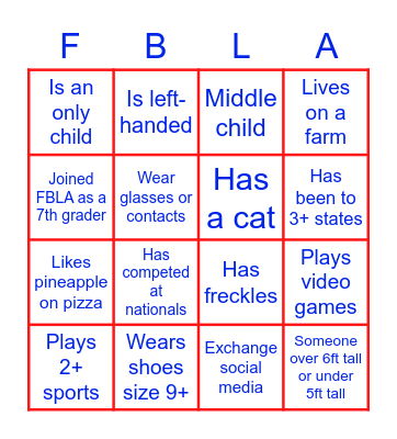 Follow us on Instagram:  northdakotafbla Bingo Card