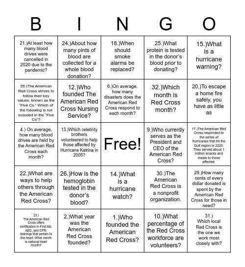 ARCC Bingo Card