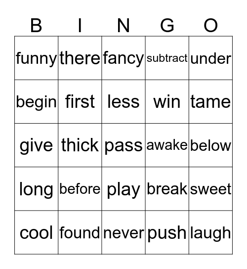 Opposites Attract Bingo! Bingo Card