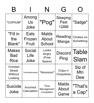Habit Bingo Card