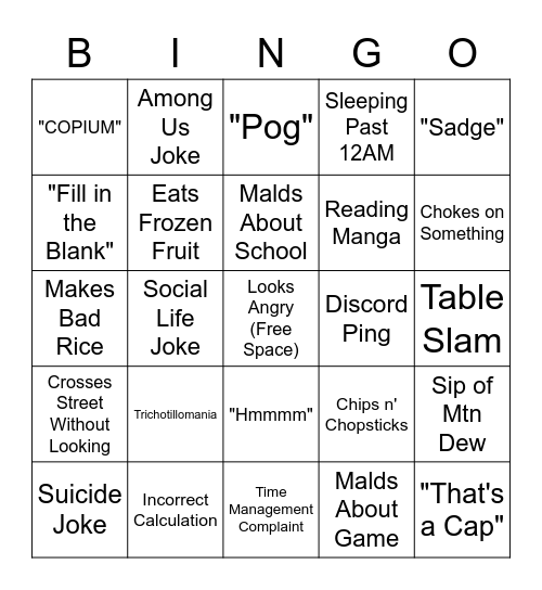 Habit Bingo Card