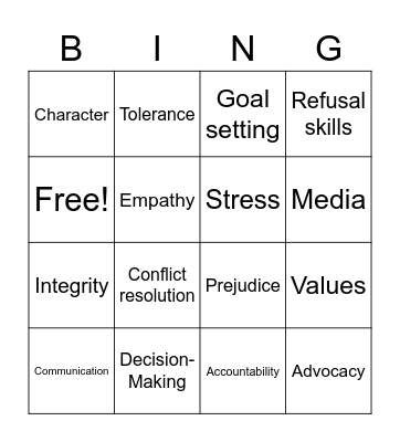 Chapter 2 8th grade Bingo Card