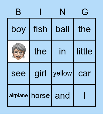 Edmark Words 1-15 Bingo Card
