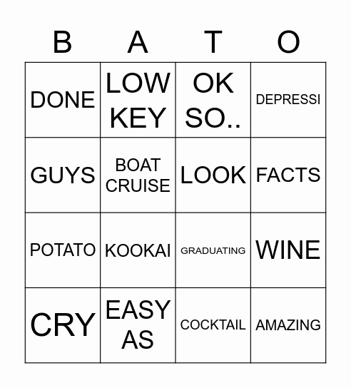 BATO BINGO Card