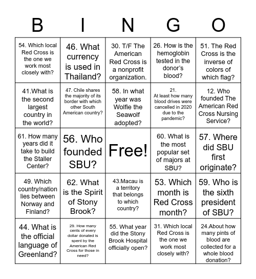 ARCC Bingo Card