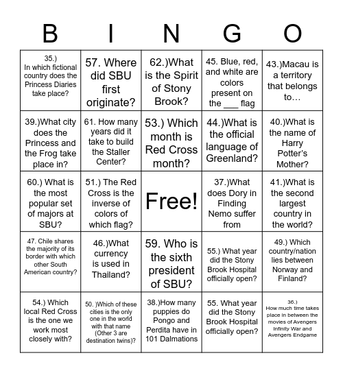 ARCC Bingo Card