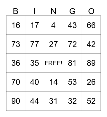 Happy 70th Birthday!! Bingo Card