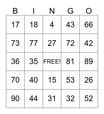 Happy 70th Birthday!! Bingo Card