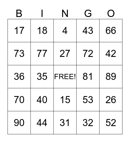 Happy 70th Birthday!! Bingo Card