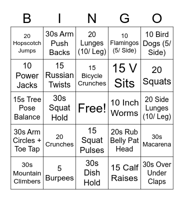 Wiki Whai Hauora Fitness Bingo! Bingo Card