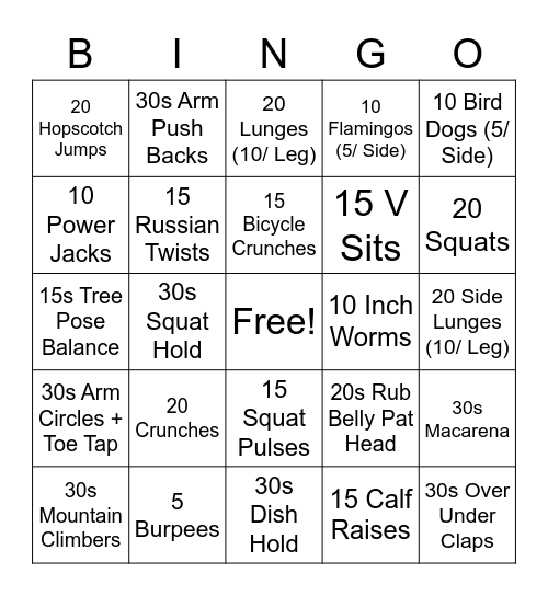 Wiki Whai Hauora Fitness Bingo! Bingo Card
