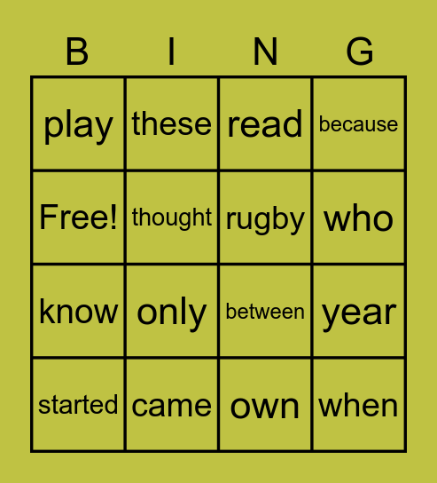 Bingo Card