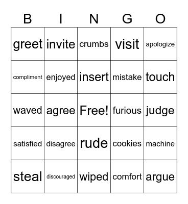 Vocabulary Review Term 1 Bingo Card