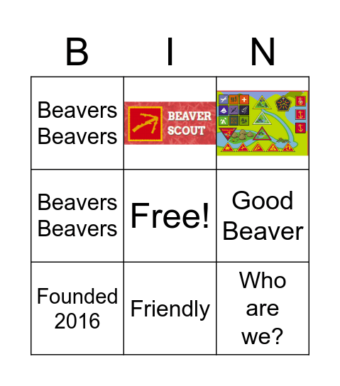 Beavers bingo Card