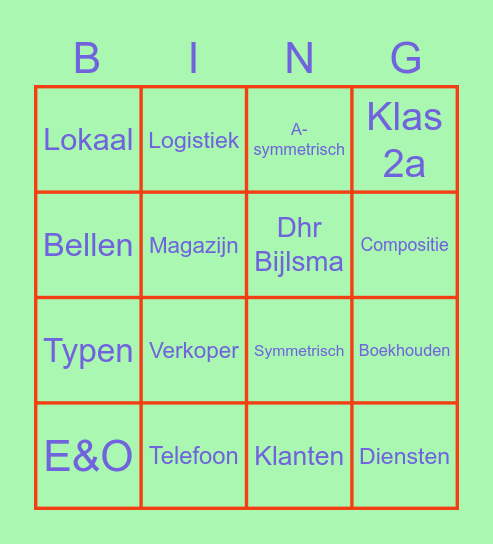 Economie en Ondernemen Bingo Card