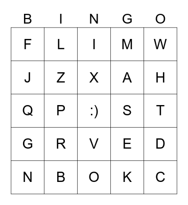 Alphabet BINGO Card