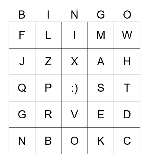 Alphabet BINGO Card