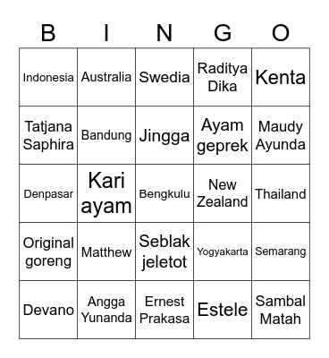 Semoga Bingo.. Bingo Card