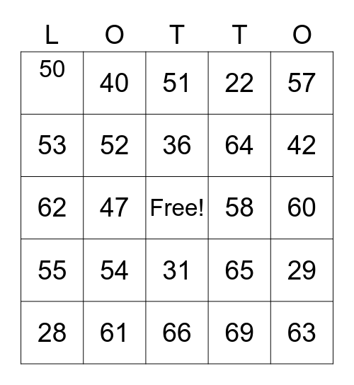 Les Numeros Bingo Card