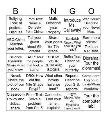 Open House Bingo/Scavenger Hunt Bingo Card