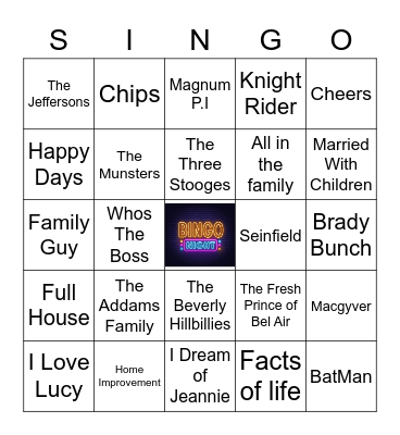 Tv Themes Bingo Card