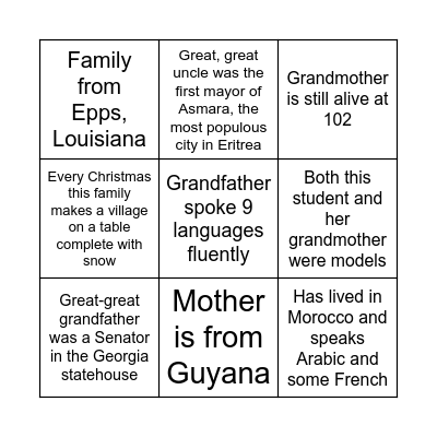 Genealogy 2021! Bingo Card
