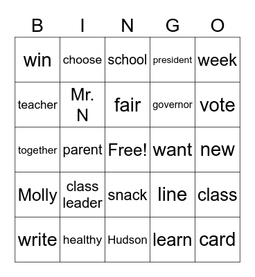 Leaders all around us Bingo Card