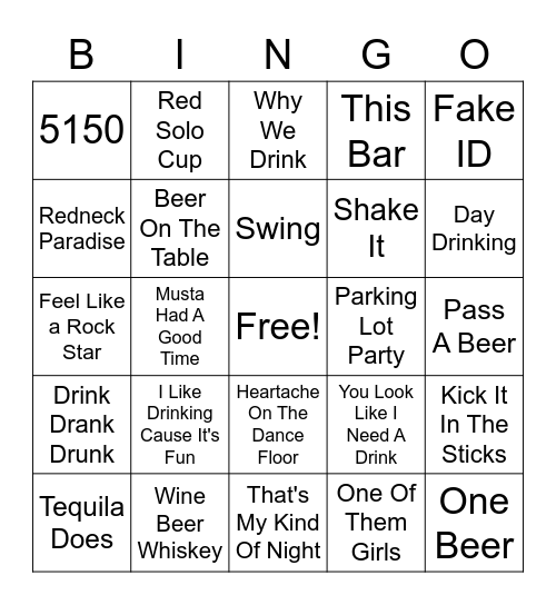 Country Party Bingo Card