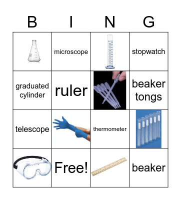 Science Tools Bingo Card