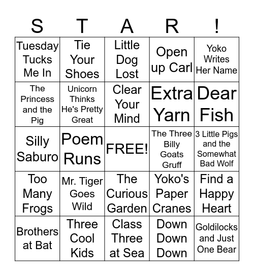 May STAR Party 2015 Bingo Card
