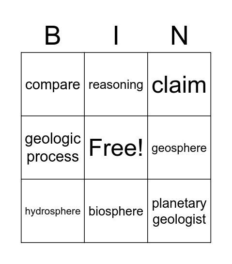 Geology on Mars Bingo Card
