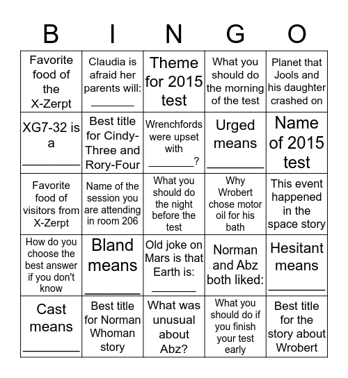 Rock that Test 2015-2016 Bingo Card