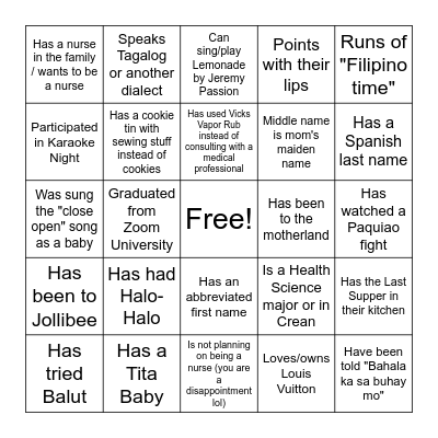 KAPA BLACKOUT BINGO Card