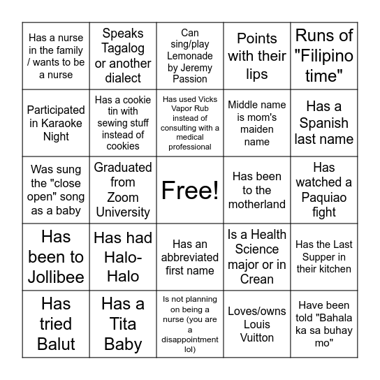 KAPA BLACKOUT BINGO Card