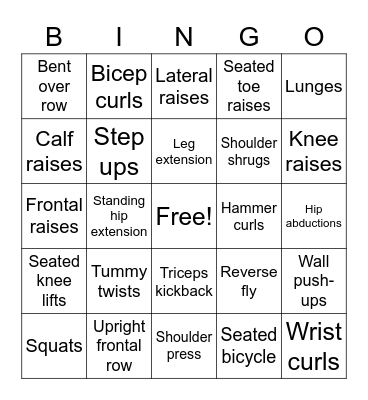 Fitness BINGO Card