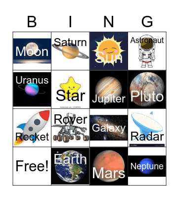 Solar System Bingo Card