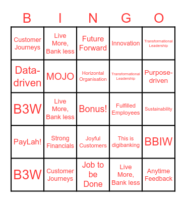 DBS Sparks Bingo Card