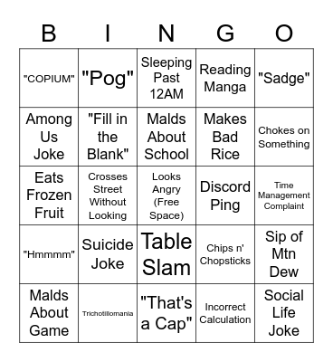 Habit Bingo Card