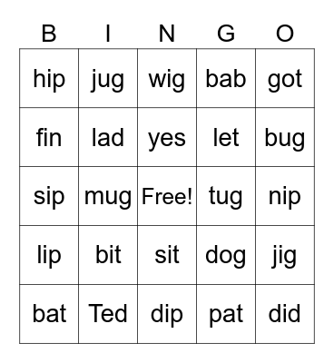I.N Time Bingo Card