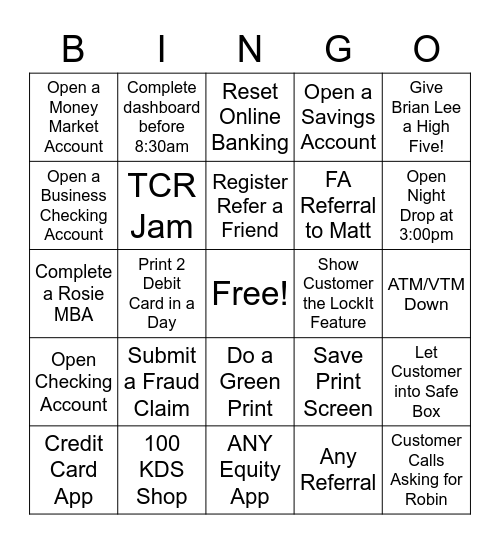 EVERGREEN BINGO! Bingo Card