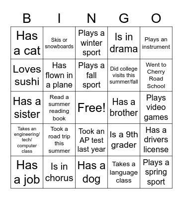 P2 BINGO Card