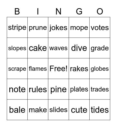 V-E Bingo Card