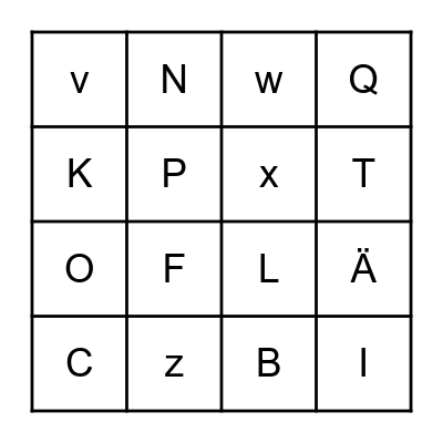Das Alphabet Bingo Card