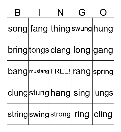 Words we've learned  Bingo Card